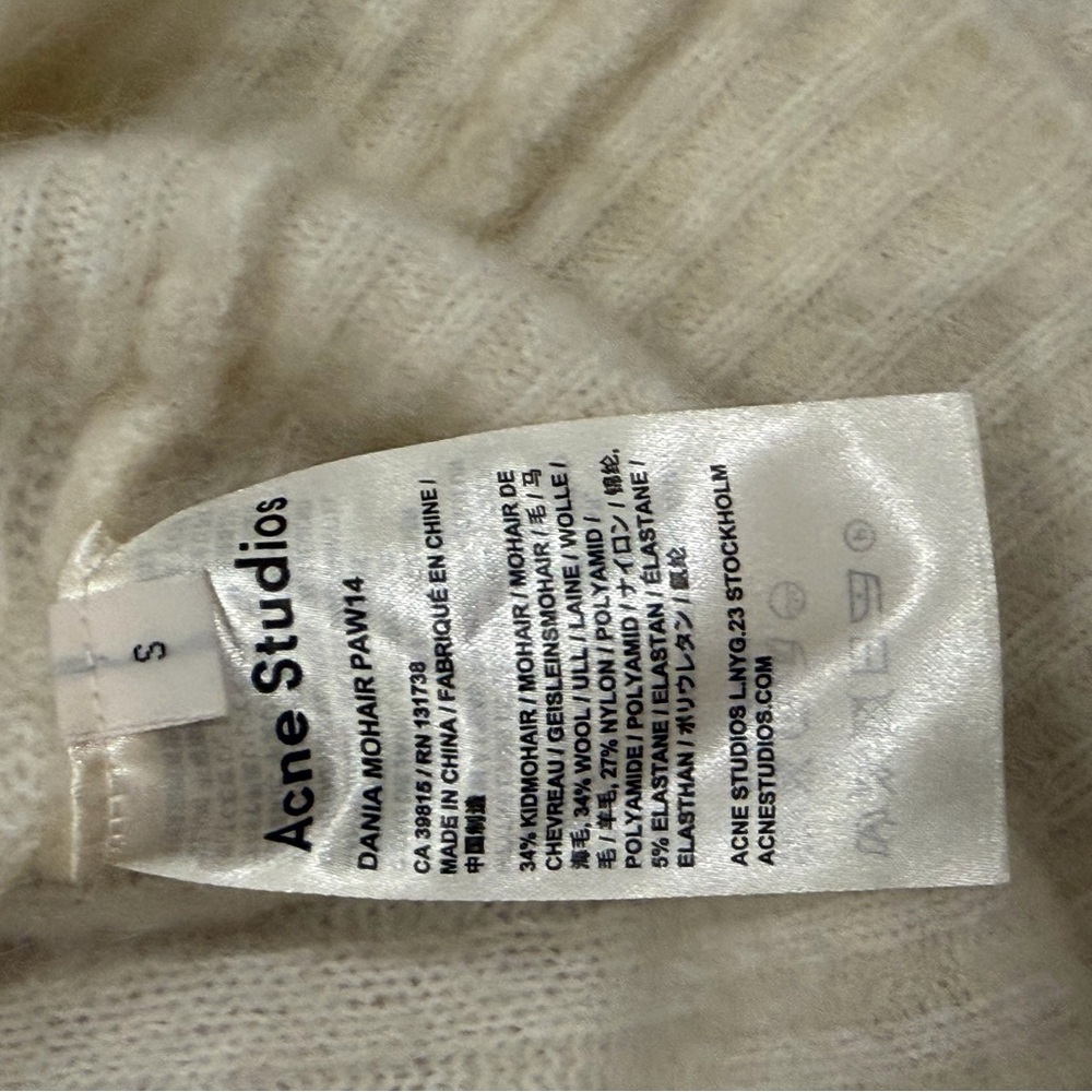 Acne Studios Dania Mohair Wool Puw 14 Knit Sweater Cream Ivory Women size Small - Picture 5 of 7